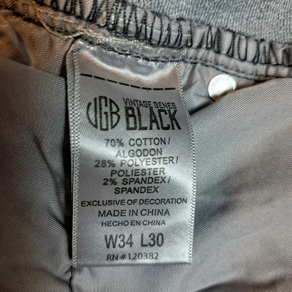 VGB Vintage Genes Black Men's Stretch Gray Jeans Size 34X30 New